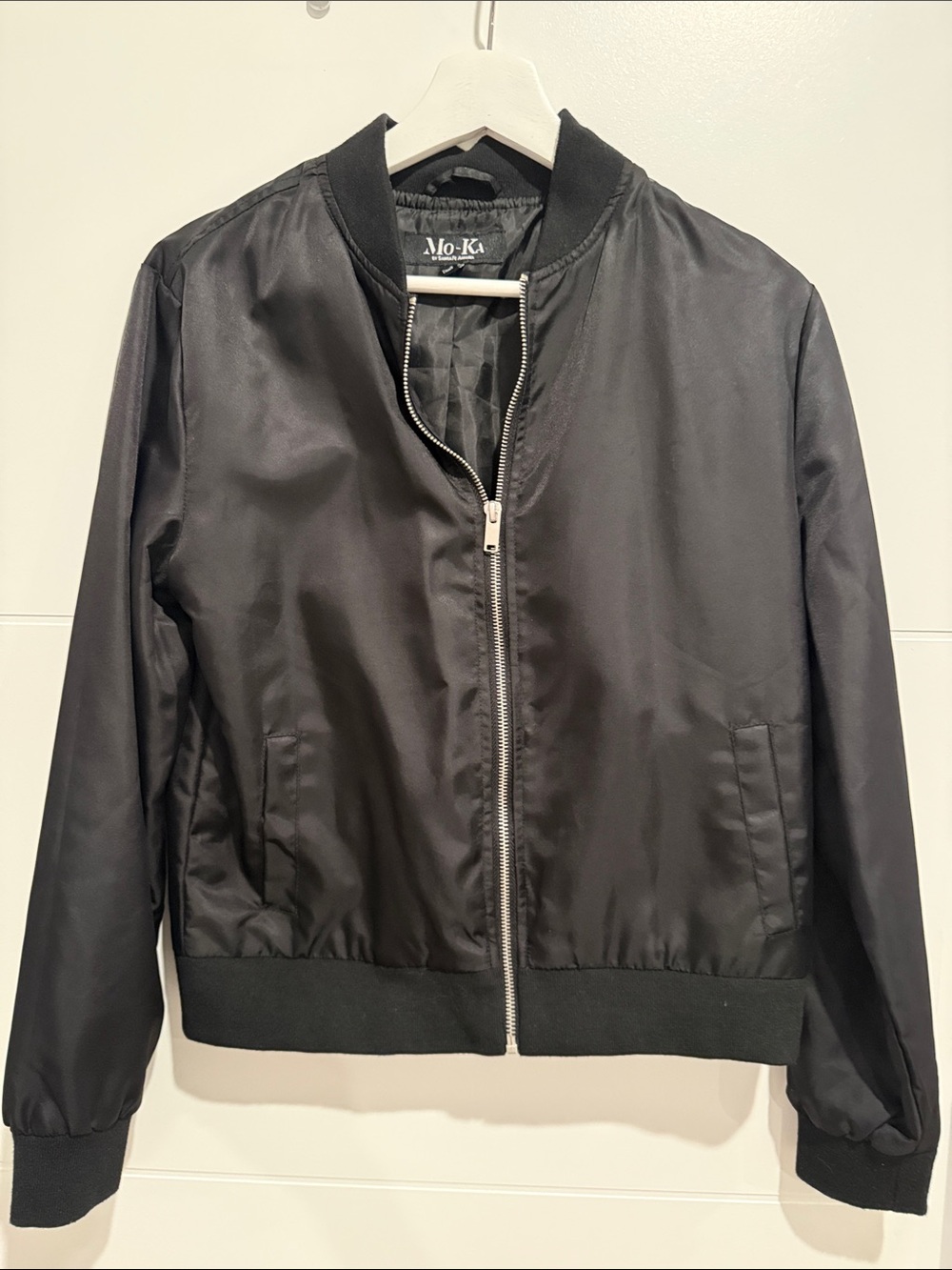 Mo-Ka Black Women's Bomber Jacket - Classic Zip Front